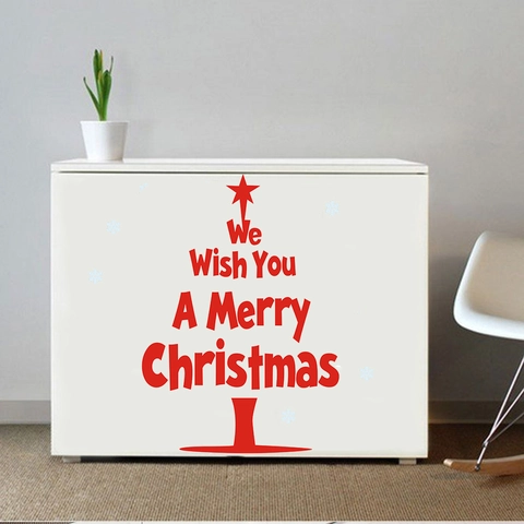 Vinilo Decorativo de Texto de Árbol de Navidad Extraíble PVC Impermeable Holiday Decal para Ventana Vidrio Hogar Fondo Decoración