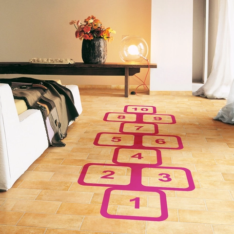 Pegatinas de Suelo Juego de la Rayuela Para Habitación Infantil Números 1-10 PVC Impermeable Calcomanías de Pared Decoración