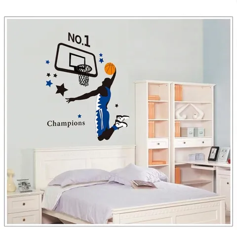 Basketball Spieler Slam Dunk Wandtattoo Abnehmbares PVC Dekor Für Kinderzimmer Wohnzimmer Sport Motivierende Champions Wandkunst