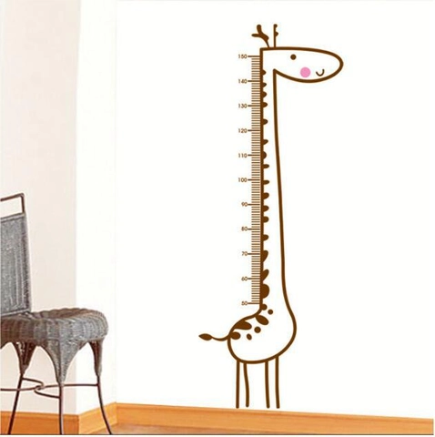 Vinilo de Pared con Tabla de Crecimiento para Niños Jirafa PVC Extraíble Regla de Altura Decoración de Pared Infantil