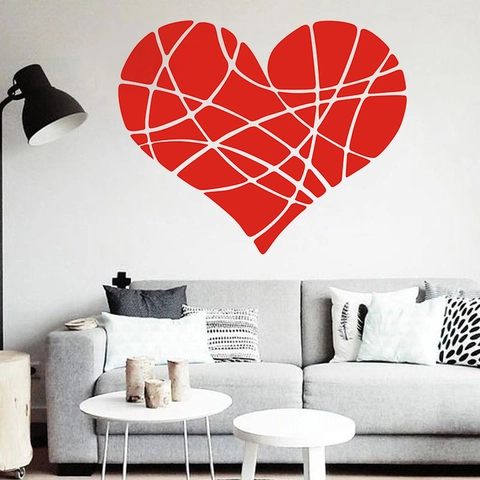 Adesivo da Parete Cuore Geometrico PVC Impermeabile Removibile Minimalista Adesivo Artistico per Camera da Letto Soggiorno San Valentino