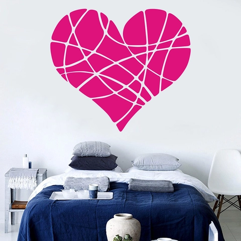 Adesivo da Parete Cuore Geometrico PVC Impermeabile Removibile Minimalista Adesivo Artistico per Camera da Letto Soggiorno San Valentino