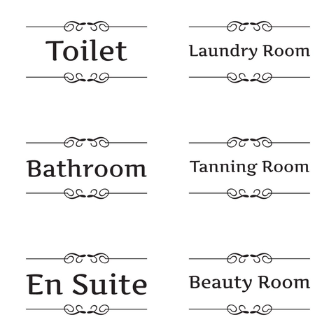 Room Identification Sign Wall Sticker PVC Waterproof Removable Door Decal Toilet Laundry Room Beauty Room Bathroom Lettering