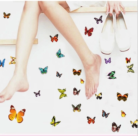 Schmetterling Wandtattoo Set Bunt 3D Transparent PVC Aufkleber Für Schlafzimmer Wohnzimmer Wasserdicht Home Deko Wandbild