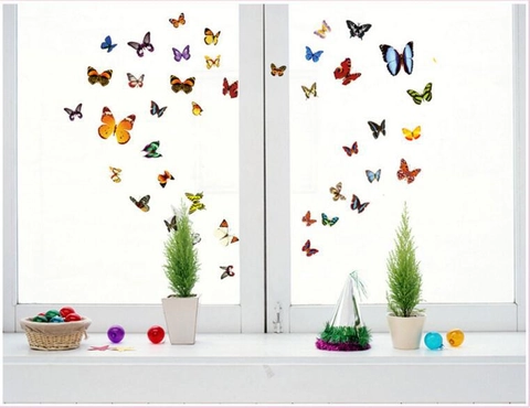Schmetterling Wandtattoo Set Bunt 3D Transparent PVC Aufkleber Für Schlafzimmer Wohnzimmer Wasserdicht Home Deko Wandbild