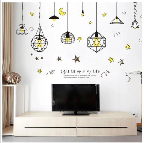Kreatives PVC Wandtattoo Hängelampen Sterne Mond Motivationszitat Abnehmbare Wanddeko Für Wohnzimmer Schlafzimmer