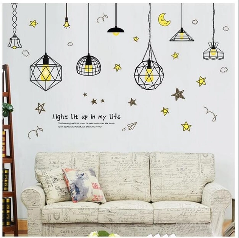 Kreatives PVC Wandtattoo Hängelampen Sterne Mond Motivationszitat Abnehmbare Wanddeko Für Wohnzimmer Schlafzimmer