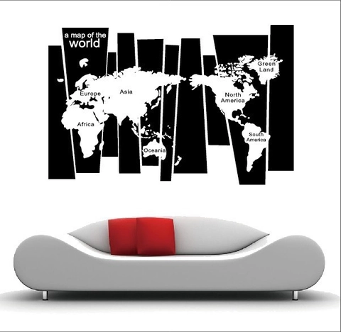 Adhesivo de Pared de Mapa del Mundo Minimalista Impermeable PVC Contorno Geográfico Decorativo Para Sala de Estar Estudio Oficina Mural