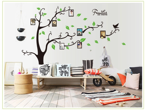 Adesivo da Parete Albero Genealogico Removibile Impermeabile in PVC Cornice Foto Fai da Te Decorazione Casa Soggiorno Camera