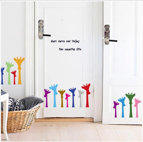 Pegatinas de Pared Silueta Jirafa Colorida Con Frases Inspiradoras Calcomanías de PVC Impermeable Para Habitación Infantil