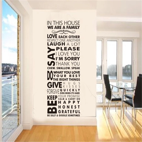 Family House Rules PVC Wall Sticker Inspirational Quotes Removable Waterproof Vinyl Art Decal For Living Room Home Decor