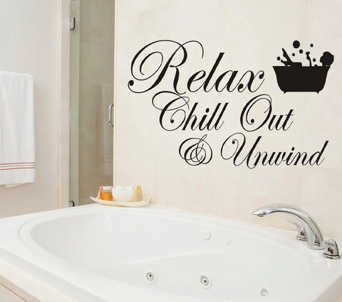 Vinilo Decorativo Baño Relax Chill Out Unwind Frase PVC Impermeabile Removible Decoración Hogar Mural Arte Calcomanía