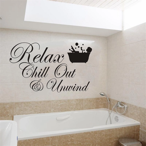 Vinilo Decorativo Baño Relax Chill Out Unwind Frase PVC Impermeabile Removible Decoración Hogar Mural Arte Calcomanía