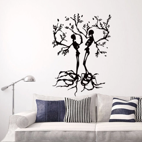 Gothic Skelettbaum Kunst Wandtattoo Wasserdicht PVC Skelett Aufkleber Für Wohnzimmer Schlafzimmer Home Hintergrund Wanddeko