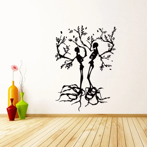 Gothic Skelettbaum Kunst Wandtattoo Wasserdicht PVC Skelett Aufkleber Für Wohnzimmer Schlafzimmer Home Hintergrund Wanddeko