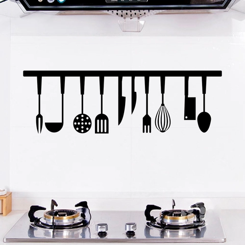 Kitchen Utensil Silhouette Wall Sticker Removable DIY PVC Vinyl Decal For Dining Room Kitchen Cabinet Mural Art Decor
