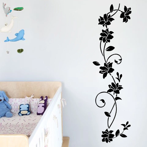 Pegatina de Pared Clásica de Enredadera de Flores y Rama de Árbol PVC Impermeable Removible para Decoración de Dormitorio