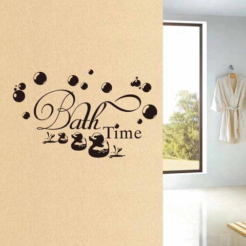 Simpatici Adesivi Murali Bath Time Anatra Bolle PVC Impermeabile Rimovibile Decorazione Bagno Decalcomanie Minimaliste per Casa