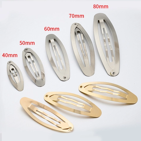 DIY Ambacht IJzeren Snap Haarspelden Ovaal Druppel BB Clips Metallic Goud Zilver Afwerking Voor Kinderen Vrouwen Haaraccessoires