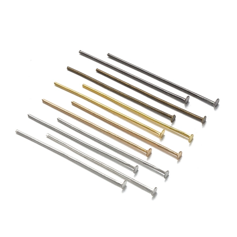 Zinc Alloy Flat Head Pins T Pins For DIY Jewelry Making Beading Connector Findings Gold Silver Bronze Gun Black KC Gold Rhodium