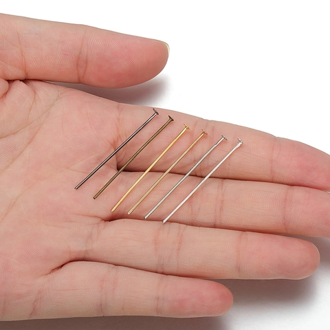 Zinc Alloy Flat Head Pins T Pins For DIY Jewelry Making Beading Connector Findings Gold Silver Bronze Gun Black KC Gold Rhodium