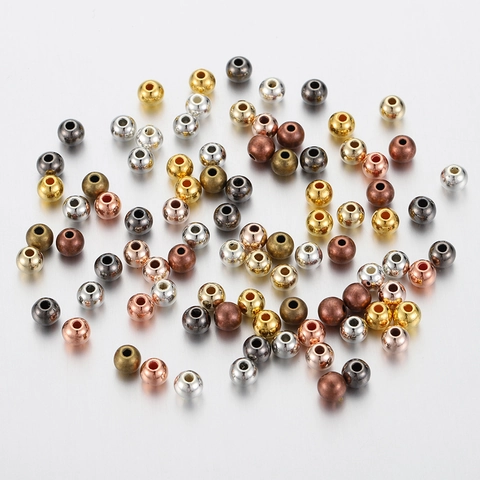 Round Spacer Beads CCB Electroplated Plastic Loose Beads Metallic Texture DIY Bracelet Necklace Jewelry Making Accessories