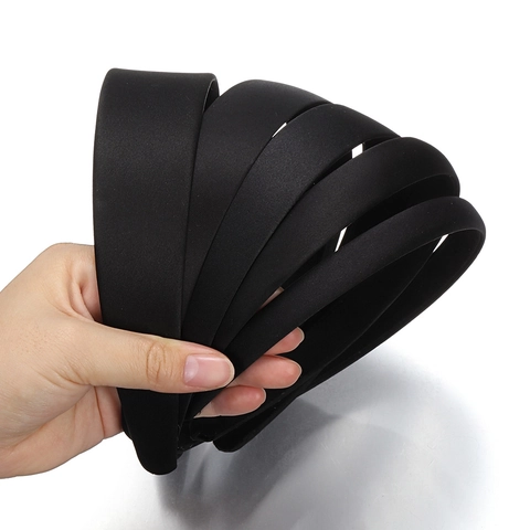Black Fabric Wrapped Plastic Wide Headband Base Solid Color Satin Padded Hair Hoop For Women Handmade DIY Hair Accessories