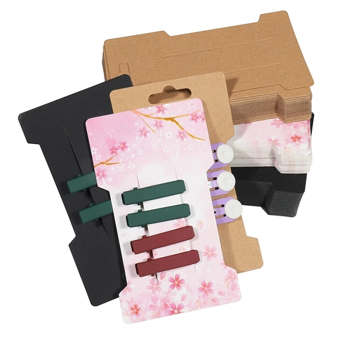 DIY Jewelry Display Cards Kraft Paper Cardboard Hair Accessory Holder Hanging Earring Card For Hair Ties Clips Packaging