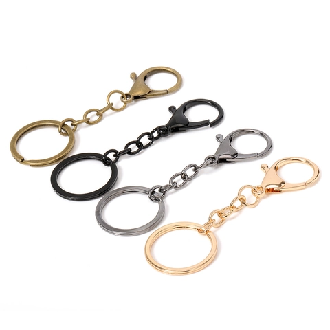 Accessoires de Porte-clés en Métal en Alliage de Zinc Fermoir Mousqueton Anneau Brisé Avec Chaîne Connecteurs pour Fabrication de Bijoux