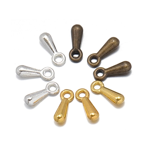 Alloy Teardrop Pendants Metal Beads For DIY Jewelry Making Necklace Bracelet Extension Chain Tail Charms Gold Silver Bronze