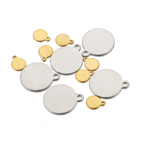 Mirror Polished Stainless Steel Round Disc Pendants Gold Silver Blank Charms For DIY Necklace Bracelet Jewelry Making