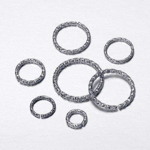 Anillas Abiertas de Aleación de Zinc Texturizadas Martilladas Redondas Conectores en Relieve Fornituras para Joyería DIY Oro Plata Rodio KC Oro Negro Accesorios
