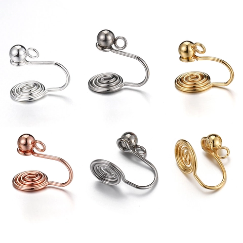Convertitori per Orecchini a Clip a Spirale in Acciaio Inossidabile per Orecchie Senza Buco a U Regolazione Oro Argento Oro Rosa Colore Acciaio Fai da Te