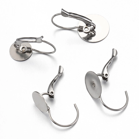Stainless Steel Leverback Earring Hooks With Flat Pad Round Disk Findings For DIY Handmade Jewelry Making Components Accessories
