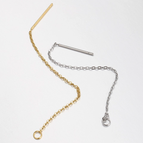 Stainless Steel Gold Plated Long Tassel Cross Chain Threader Earring Findings DIY Jewelry Accessories For Women Earrings Making Parts
