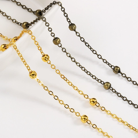 Metal Ball Spacer Chain DIY Jewelry Making Antique Bronze Gold Silver Rhodium Plated Satellite Chain Findings