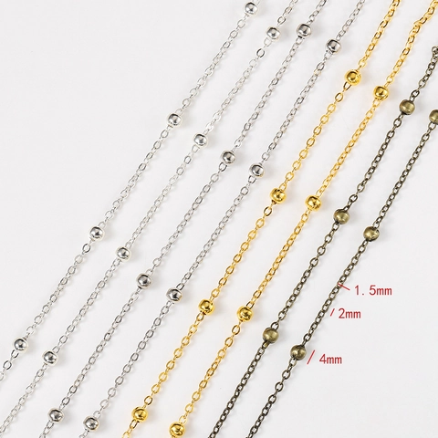 Metal Ball Spacer Chain DIY Jewelry Making Antique Bronze Gold Silver Rhodium Plated Satellite Chain Findings
