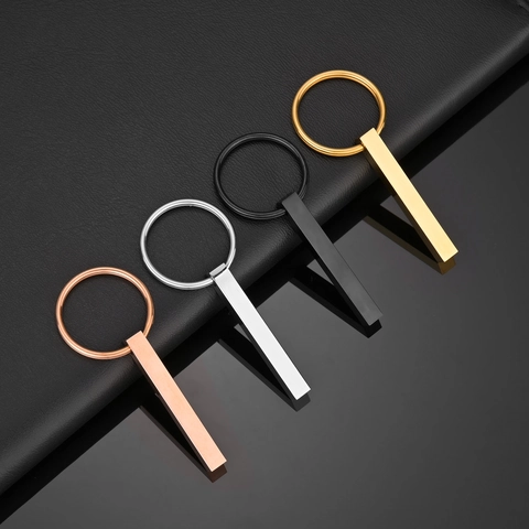 Minimalistischer Edelstahl Bar Schlüsselanhänger Geometrischer Säule Schlüsselring Für Damen Herren Poliert Metallisch Schmuck