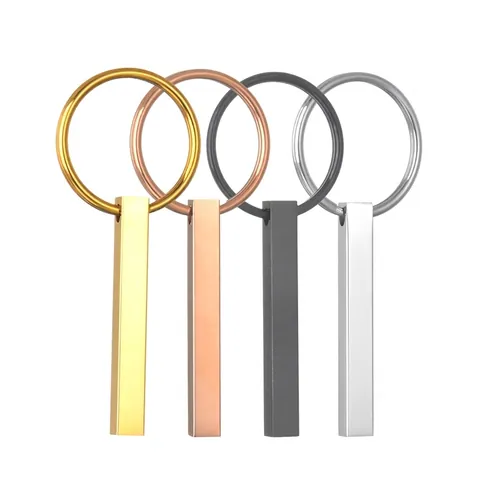 Minimalistischer Edelstahl Bar Schlüsselanhänger Geometrischer Säule Schlüsselring Für Damen Herren Poliert Metallisch Schmuck
