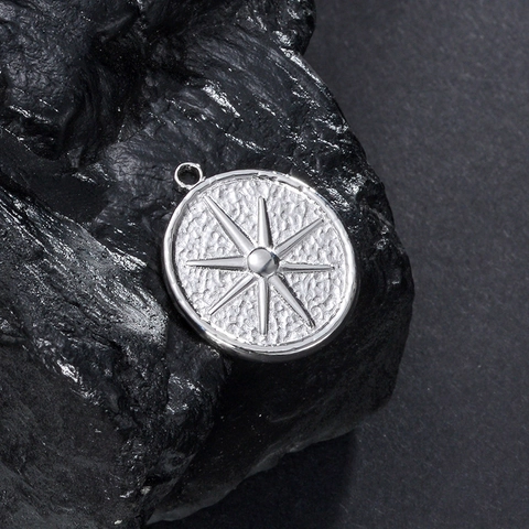 Pendentif Vintage en Acier Inoxydable Étoile Boussole Seul Pendentif Sans Chaîne Or Argent Martelé Rond Ovale Bijoux Unisexe