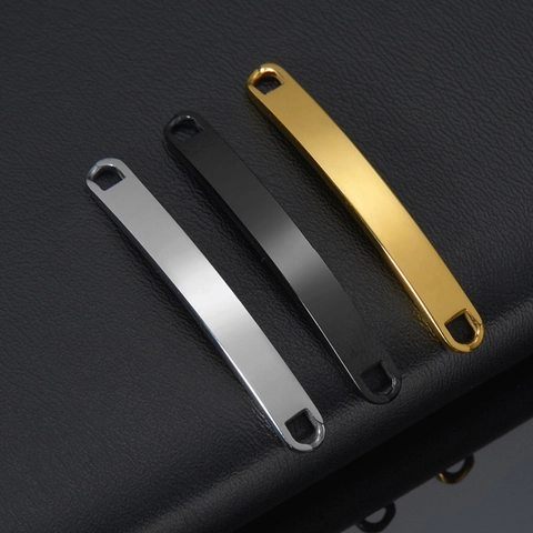 Minimalist Stainless Steel ID Bar Bracelet For Women Personalized Blank Curved Plate Cuban Link Chain Hand Jewelry Gift