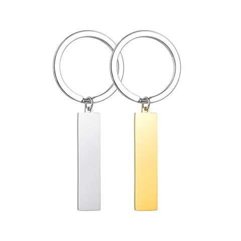 Llavero Minimalista de Acero Inoxidable con Etiqueta Rectangular Pulido Espejo Color Oro Plata Metal Colgante Regalo