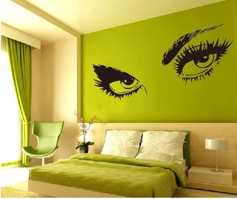 Verwijderbare PVC Zwarte Wimpers Ogen Muursticker Voor Slaapkamer Woonkamer Moderne Artistieke Audrey Stijl Muurdecoratie