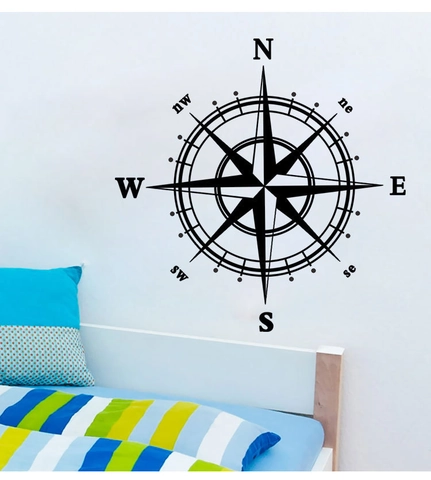 Nautische Windroos Vinyl Muursticker Verwijderbaar Waterdicht PVC Sticker Voor Woonkamer Slaapkamer Huis Kantoor Muurdecoratie