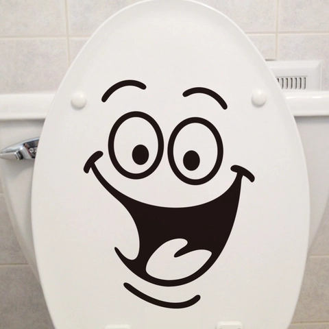Pegatina Creativa de Cara Sonriente para Tapa de Inodoro PVC Impermeable Removible Decoración de Baño Pegatinas de Dibujos Animados DIY
