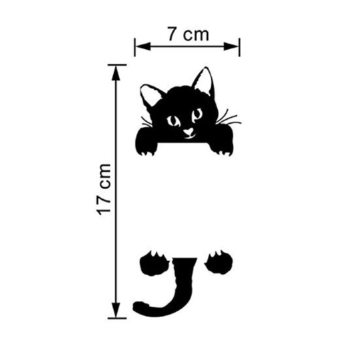Funny Peeking Cat Switch Sticker Removable Waterproof PVC Black Silhouette Wall Decal For Living Room Bedroom Decor