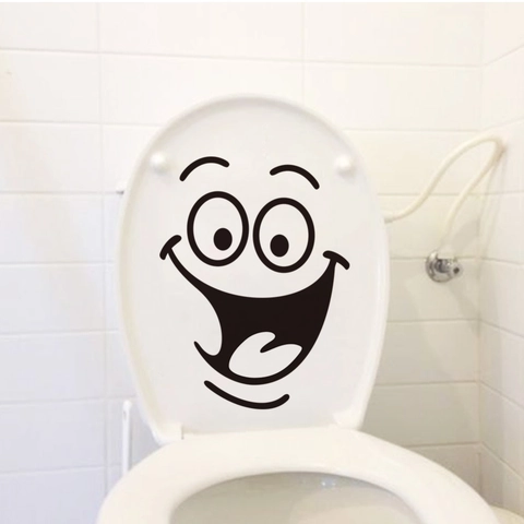 Pegatina Creativa de Cara Sonriente para Tapa de Inodoro PVC Impermeable Removible Decoración de Baño Pegatinas de Dibujos Animados DIY