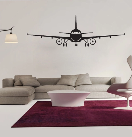 Moderner Flugzeug Silhouette Wandaufkleber PVC Wasserdichtes Vinyl Decal Für Wohnzimmer Schlafzimmer Büro Flugzeug Wanddeko