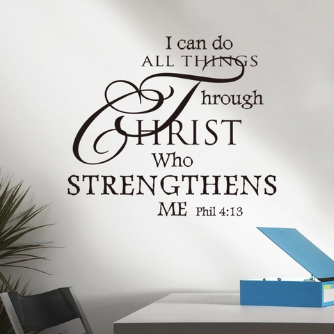 Inspirerende Phil 4:13 Bijbelvers Muursticker Ik Kan Alle Dingen Door Christus Waterdichte PVC Verwijderbare Decoratie