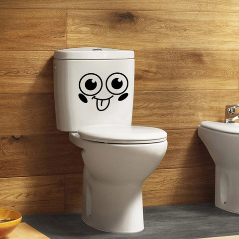 Pegatina Divertida de Cara Sonriente para Inodoro Impermeable Removible PVC Dibujos Animados Expresión Calcomanía para Baño Hogar